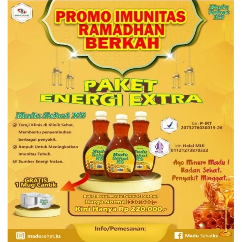 

MADU SEHAT KS 3 BOTOL 640 ML BERHADIAH MUG