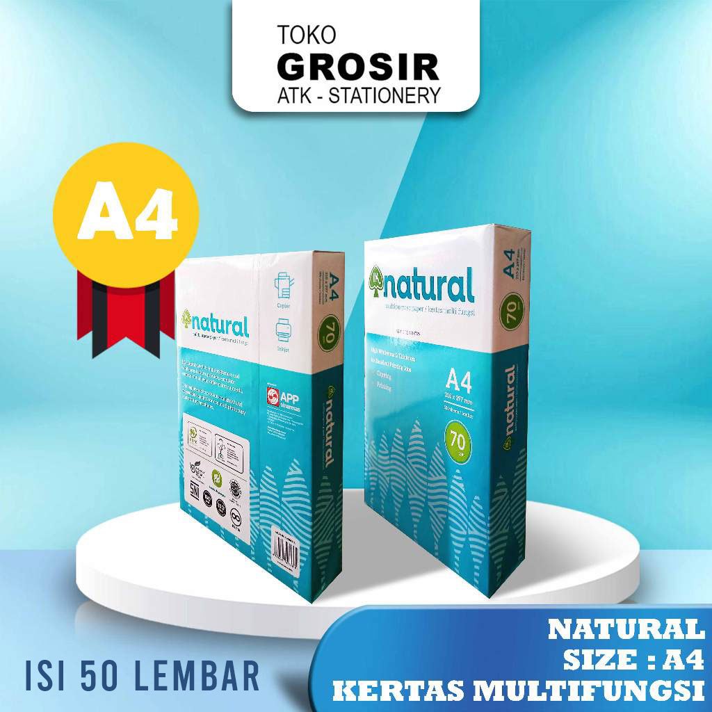 

(50 Lembar A4) Kertas HVS Ukuran A4 70 gsm Natural 50 Lembar