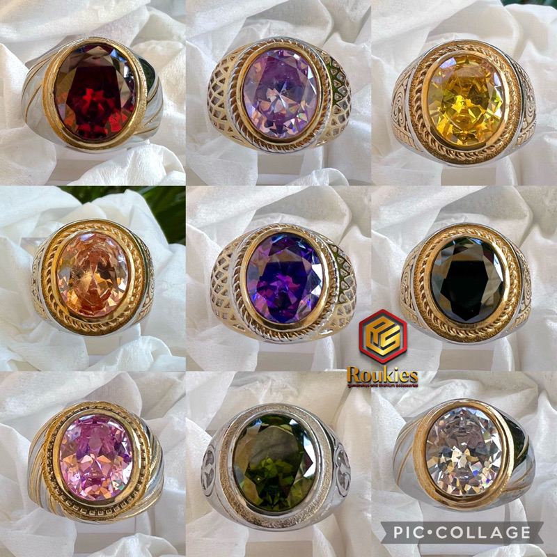 RB CINCIN BATU AMERICAN DIAMOND OVAL CUT 10x12mm RING TITANIUM TANAM