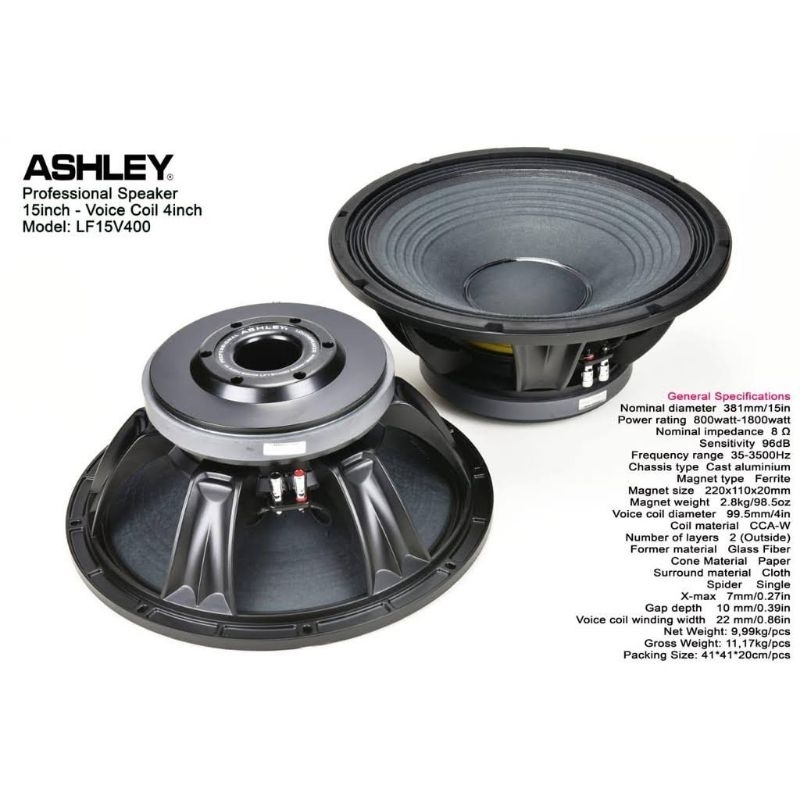 Isi Speaker Ashley 15V400 | 15 inch Woofer