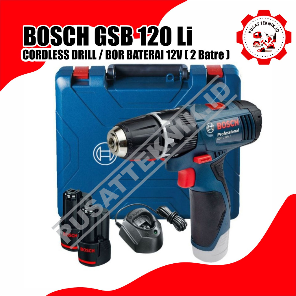 Bosch GSB 120-LI Cordless Impact Drill Bor Tembok Baterai GSB 120 LI PUSAT TEKNIK ID