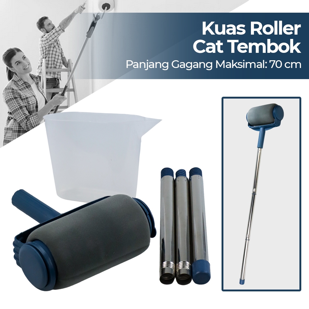 KUAS ROLLER CAT Dinding Paint Roller Brush 8.5mm Roller Bisa di Panjangkan