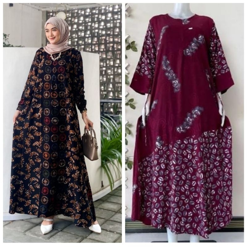 1 pcs Gamis klok Babar Pindo dan 1 pcs Sackdress Batik cap
