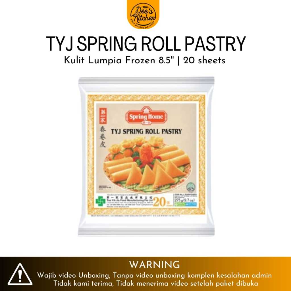 

TYJ Kulit Lumpia / Spring Roll Pastry 8.5" 21.5 cm x21.5 cm (20 lembar)