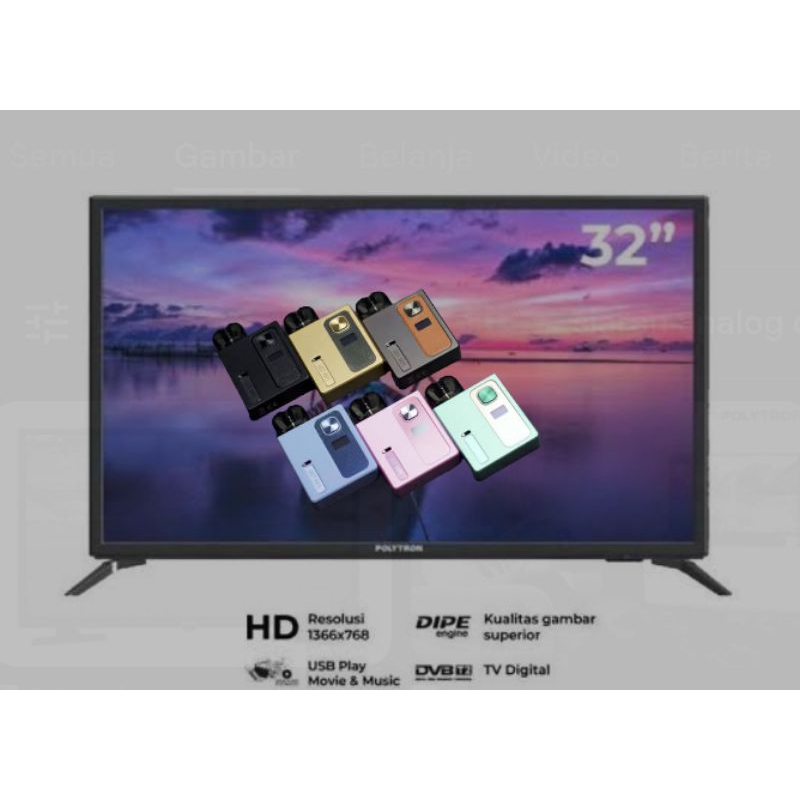 TV digital layar datar 32"