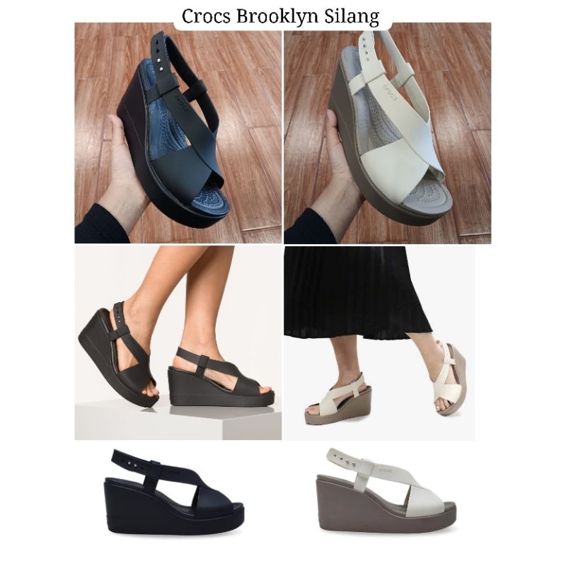 CROCS BROOKLYN HIGH WEDGES SILANG SEPATU SANDAL WANITA ORIGINAL IMPORT