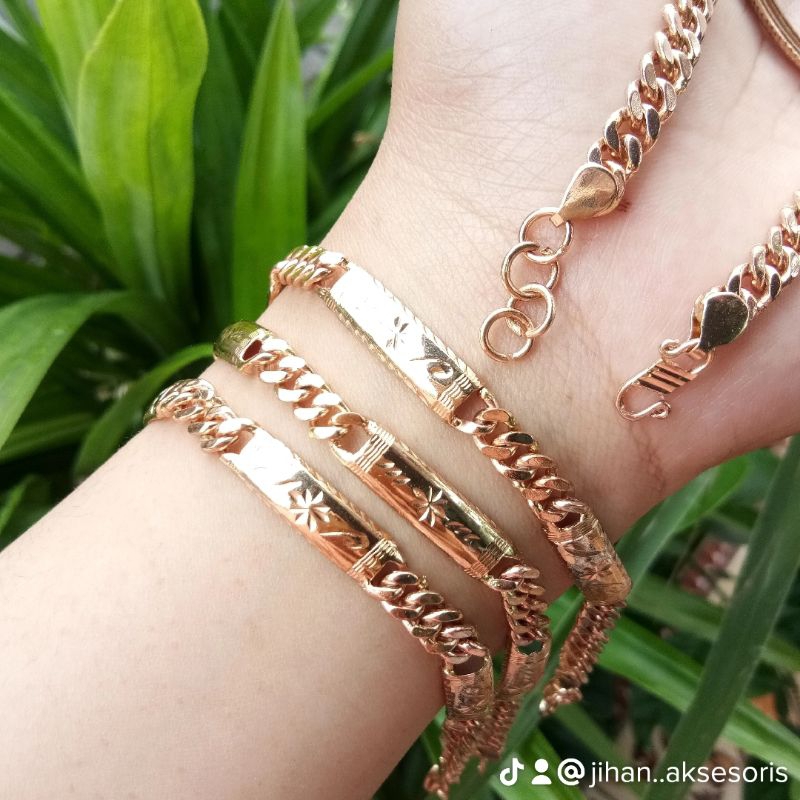 Gelang rantai plat Swasa kuning selamanya (perhiasan aksesoris)