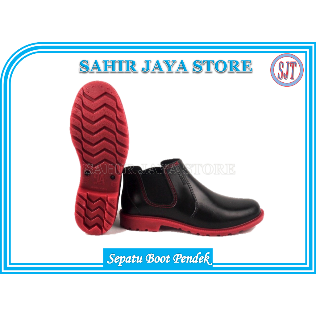 Sepatu Boots AP Boots Hobby & Work Hitam Merah Casual Bikers