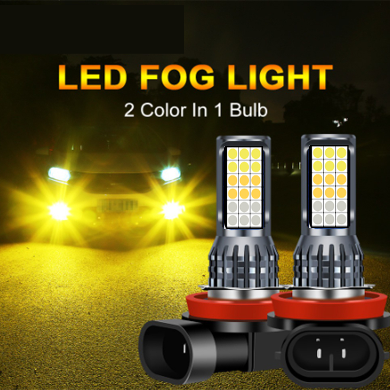 Xstorm 2PCS H11 H16 Mobil LED Lampu Kabut LED Warna Tunggal atau Ganda 3030 24SMD Canbus Lampu Kabut