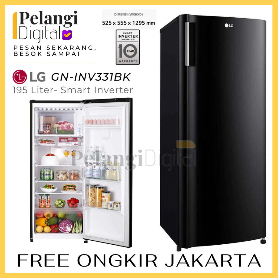 LG GN-INV331BK Kulkas 1 Pintu - 203L - Western Black