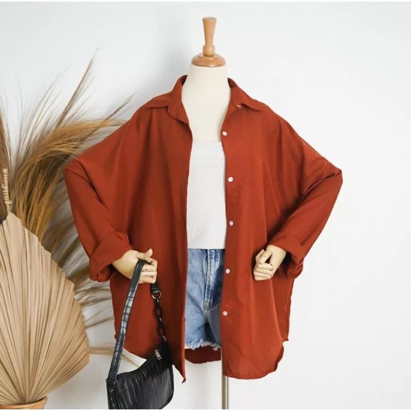 AMI Kemeja Polos Oversize Kemeja Korea Kemeja Simpel Kemeja Perempuan