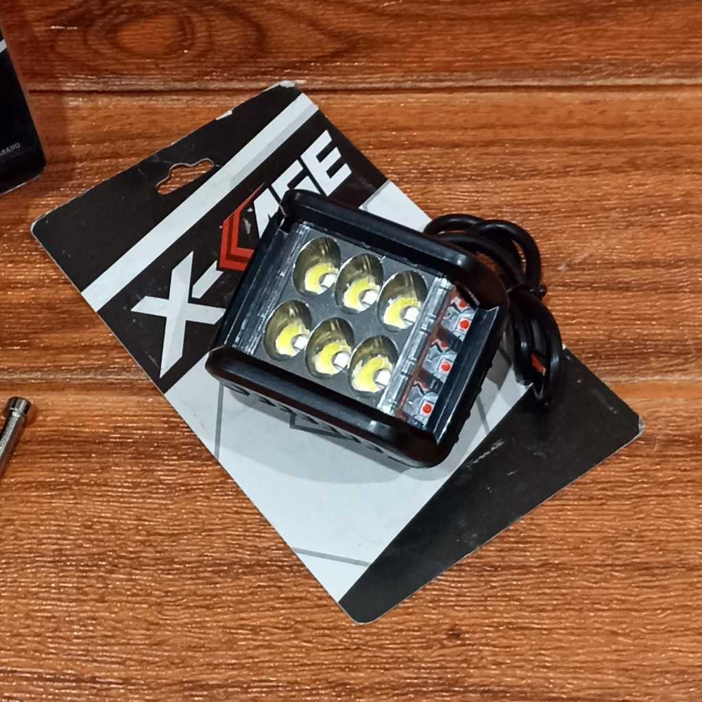 Lampu Tembak Sorot LED CAREE 6 titik mata Kotak Xcase Flash Universal Mobil Motor Trail KlX CRF