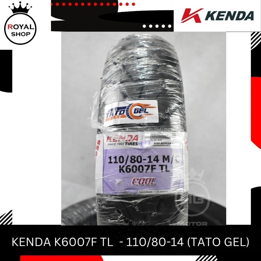 BAN KENDA TATO GEL K6007F K6007 110/80 140/70 RING 14 TUBELES AEROX - 110/80-14