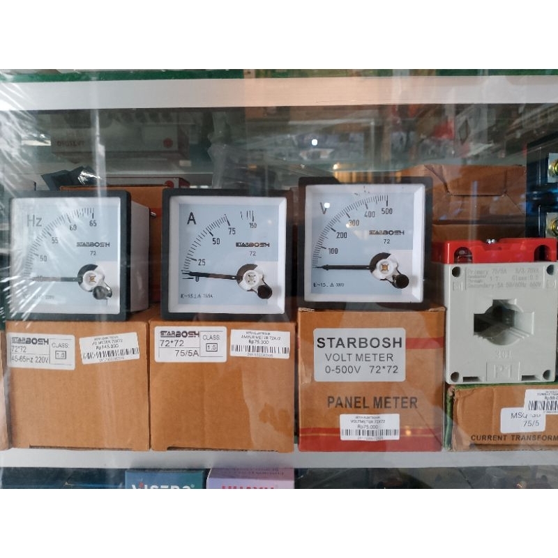 VOLTMETER AMPER METER HZ METER ANALOG 72X72 CT TRANSFORMER 75/5A