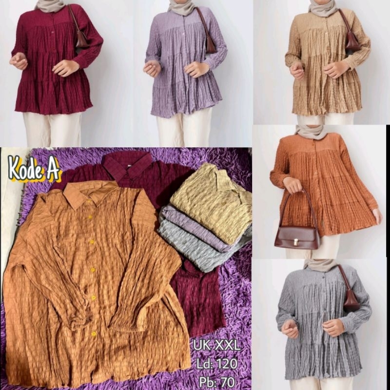 KEMEJA WANITA KATUN, LINEN POLOS