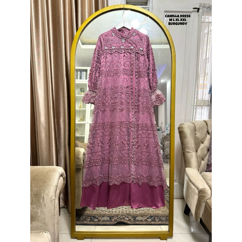 (Relpict) GAMIS CAMILLA PAYET PREMIUM | GAMIS  SATIN VELVET MIX PAYET | DRESS PESTA MEWAH | GAMIS ME