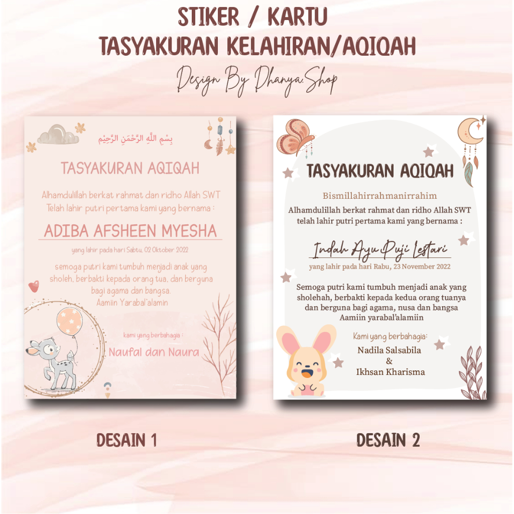 

Stiker Label Aqiqah / Stiker Aqiqah / Stiker Kelahiran (Stiker & Kartu) Part 1 GIRL