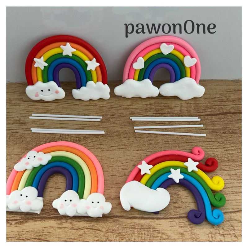 Topper Cake Rainbow Bahan Clay
