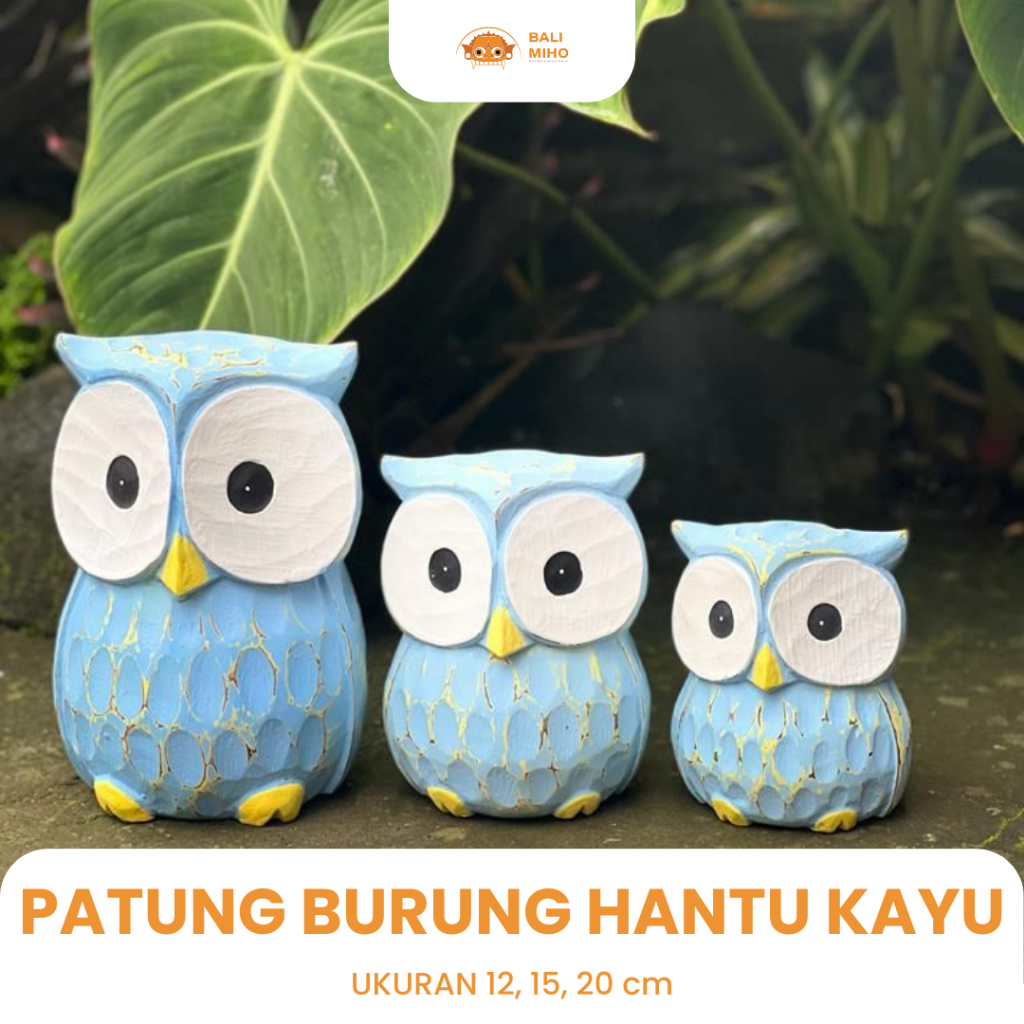 Patung Burung Hantu Set Wosh - Patung Burung Hantu Lucu - Pajangan Burung Hantu 1 Set - Patung Burun