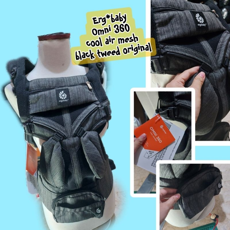 Ergo baby Omni 360 cool air mesh black tweed original gendongan ergobaby gendongan hadap depan ssc n