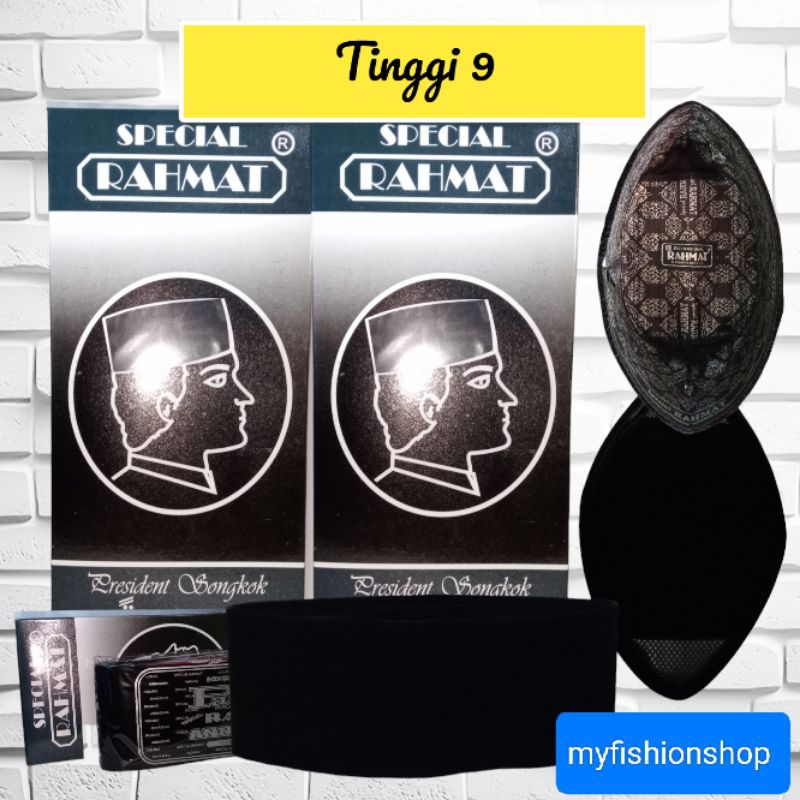 peci rahmat special original tinggi 9 tinggi standar peci hitam polos Ac peci anak-anak dan dewasa