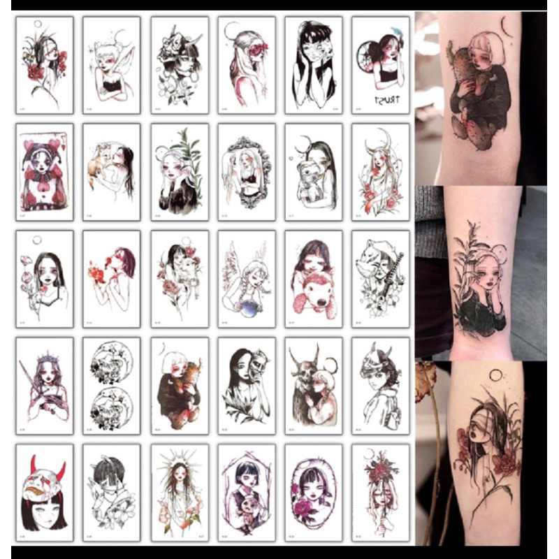 [K01-30] [M21-30] Sticker Temporarry Tatto Stiker Tato Temporer Tidak Permanen Gambar Wanita Aesthet