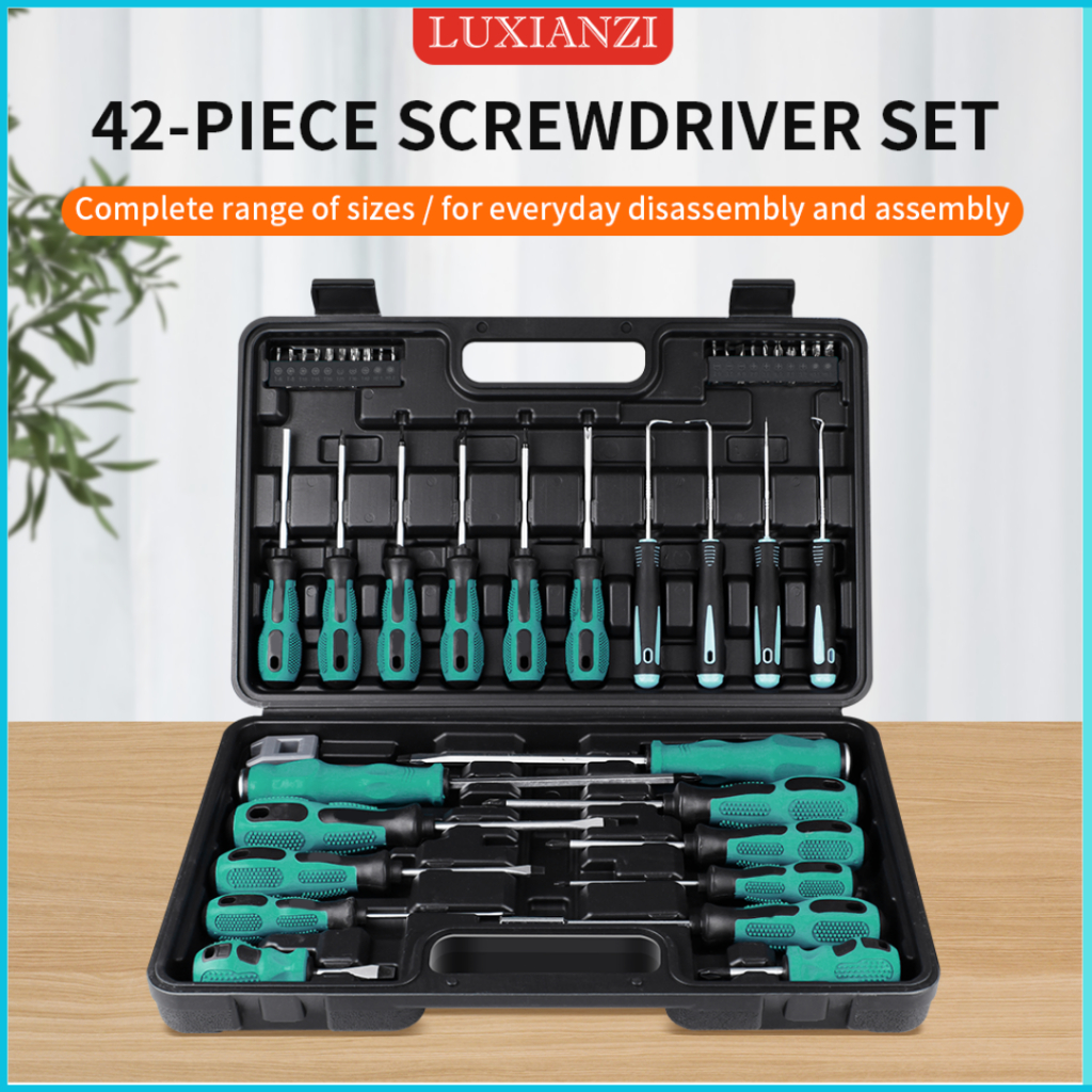 COD Cepat Obeng Set Komplit Serbaguna 42 Pcs Magnetic Bits Screwdriver High Hardness / Obeng Plus Mi