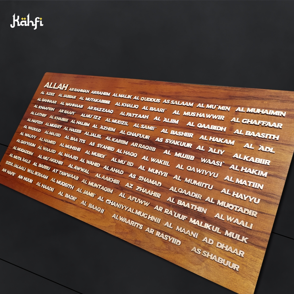 Kaligrafi Asmaul Husna latin Kayu tulisan timbul
