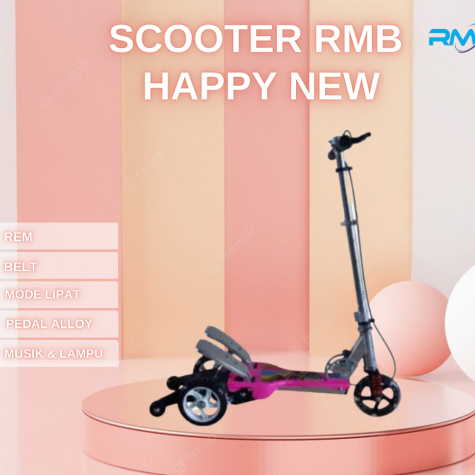 MAINAN ANAK SKUTER SCOOTER INJAK GENJOT EXOTIC RMB HAPPY NEW