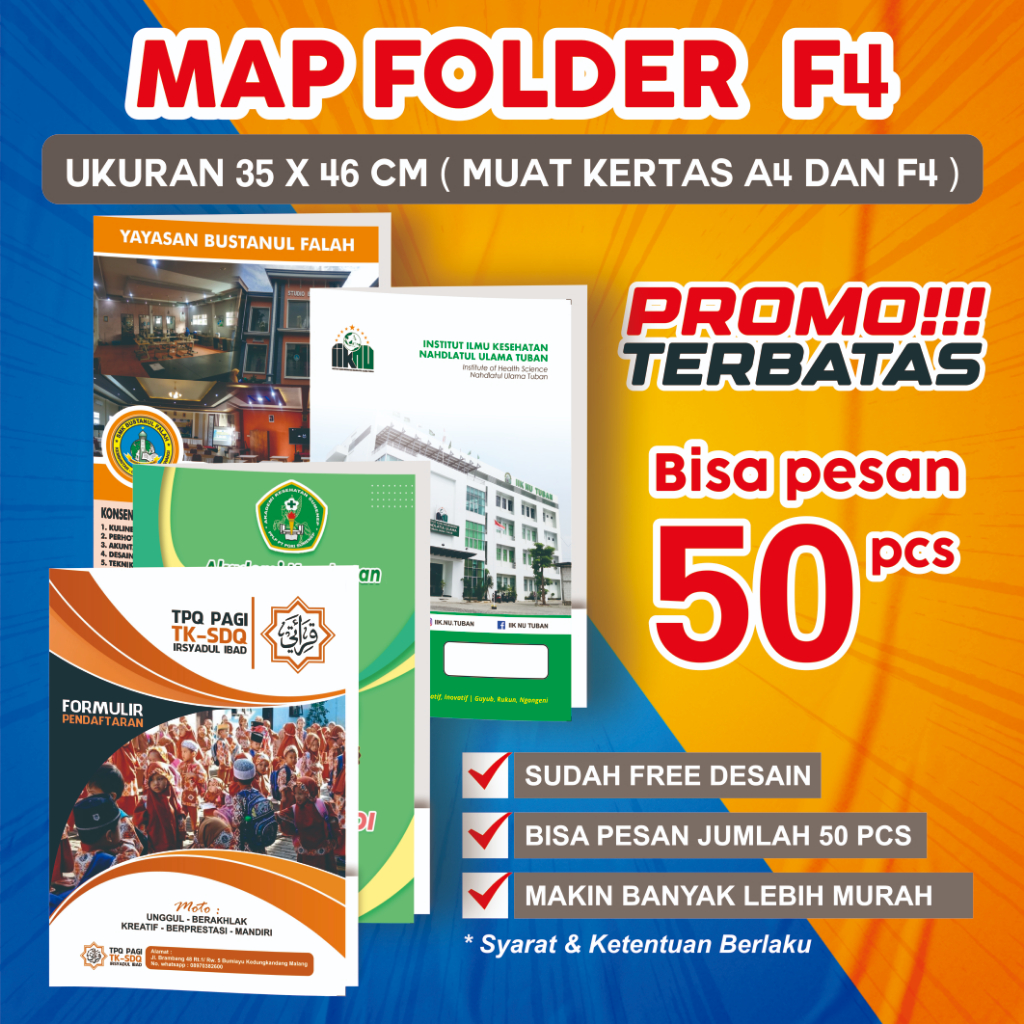 

Cetak Map Folder Ukuran F4 (34 X 23cm)