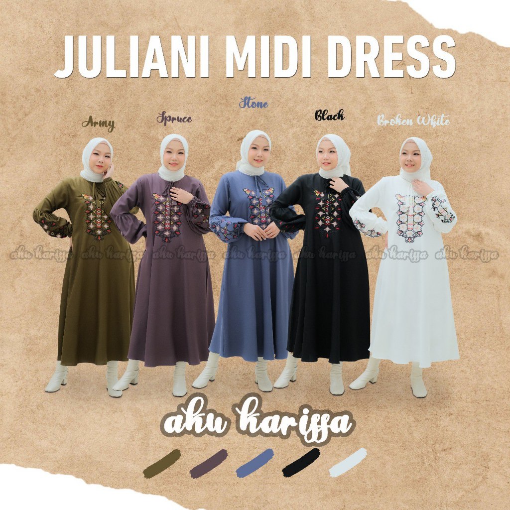 Juliani Midi Dress Bahan ITY Crepe Original by Aku Karissa
