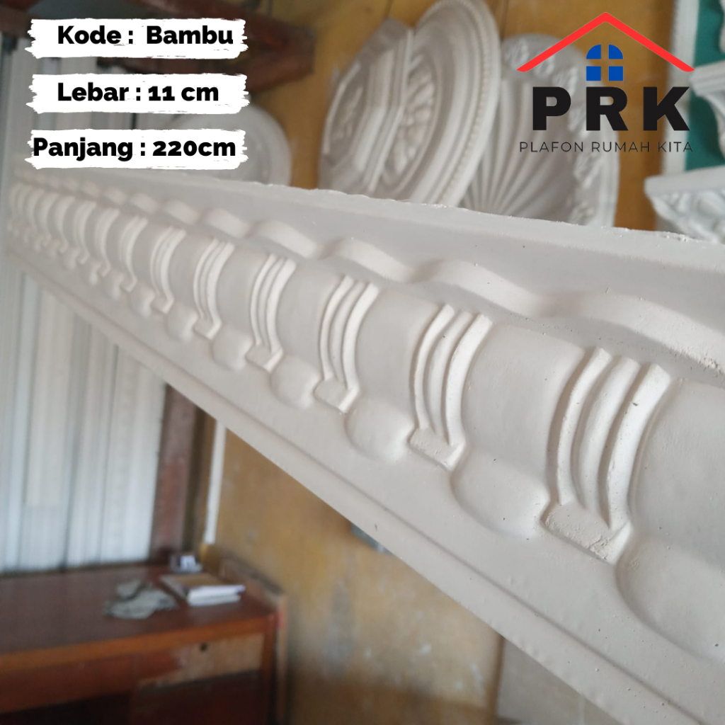 Lis List Gypsum Gipsum Motif Bambu lebar 11cm Plafon ornament dekoratif untuk Interior Plafond hiasa