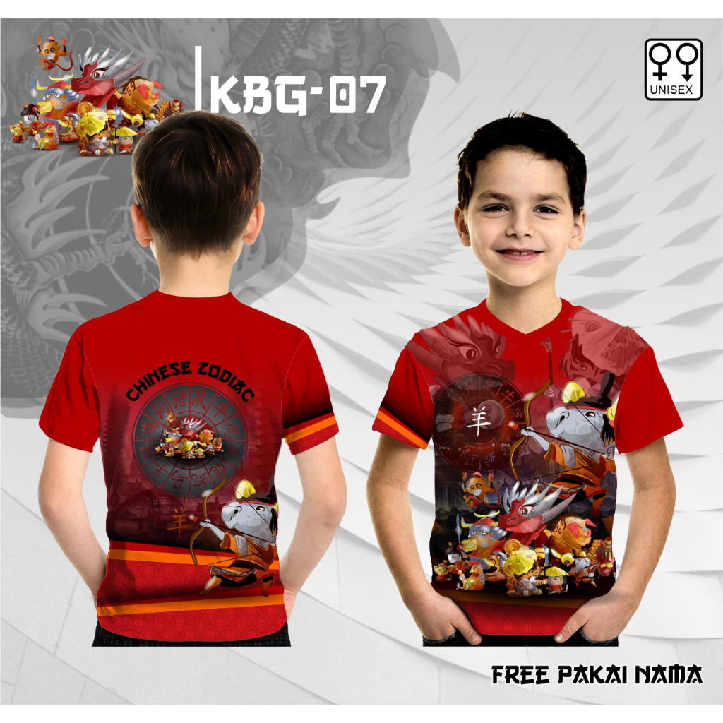 Baju imlek anak shio kambing jersey chinese zodiac kaos all shio