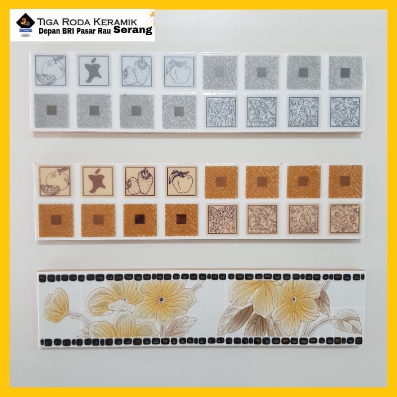 list keramik 30cm/plin keramik/dekorasi dinding/lis motif bunga/lis motif minimalis kotak 7x30 cm (W