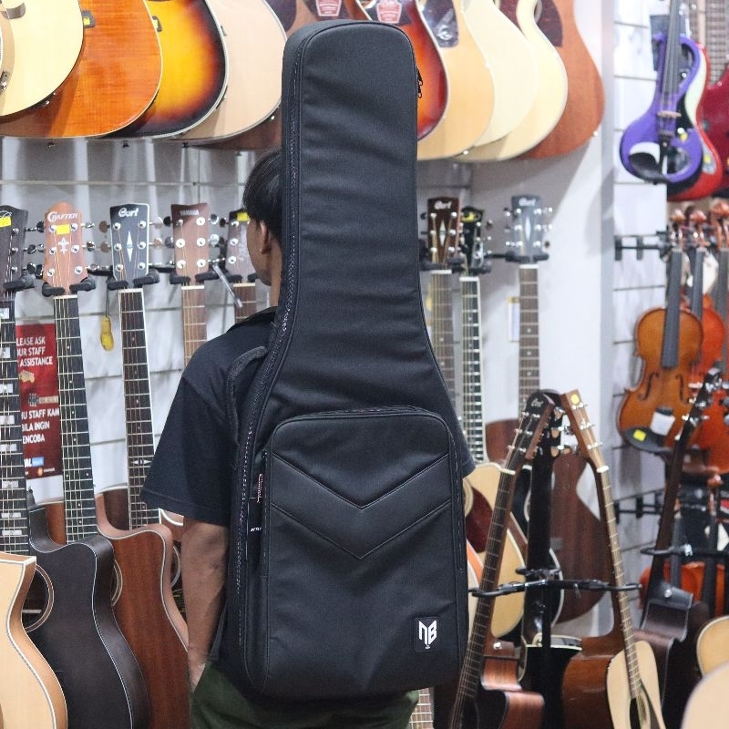NB Style Gitar Elektrik Hitam - Gigbag Gitar Elektrik Black Tas