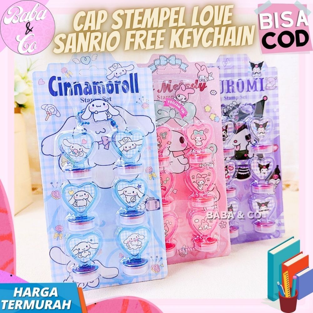 

MAINAN CAP SANRIO CAP STEMPEL SANRIO LOVE 1 SET 6pcs FREE KEYCHAIN COD