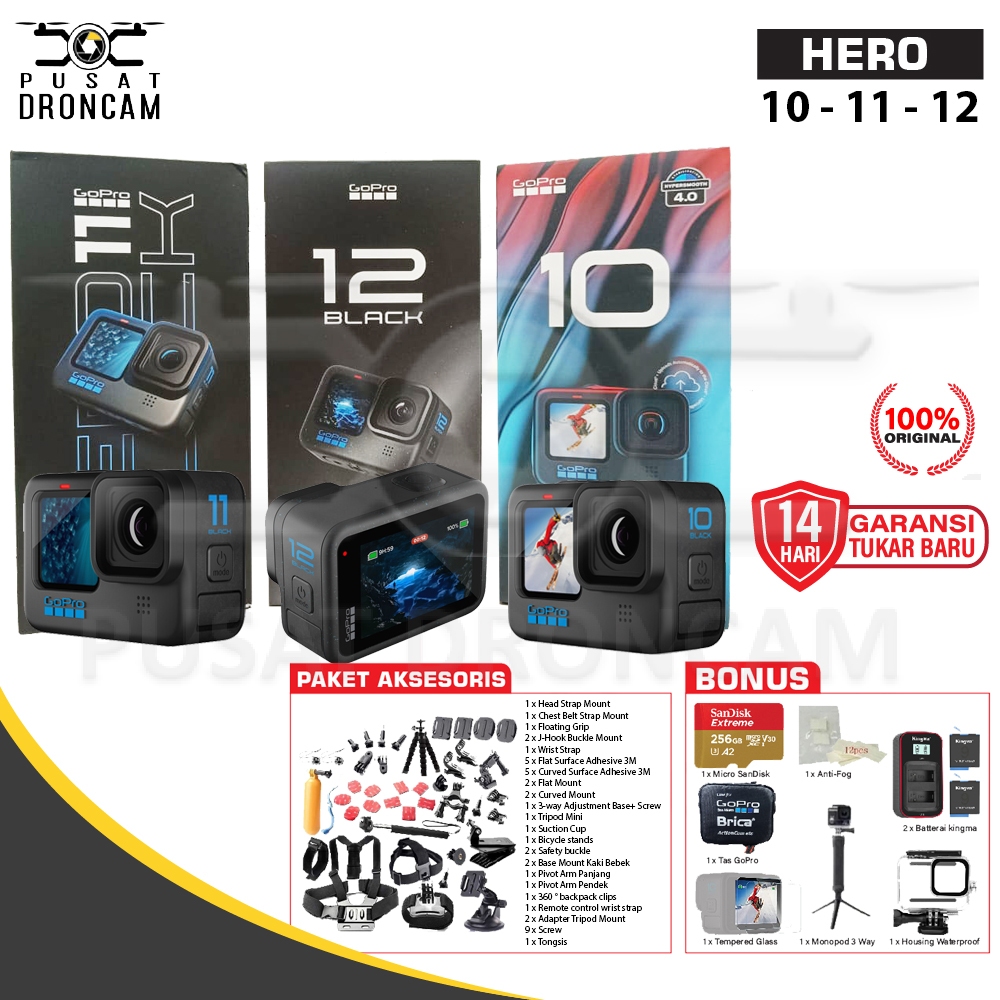 GoPro Hero 10 / Hero 11 / Hero 12 Black Edition Original Bergaransi