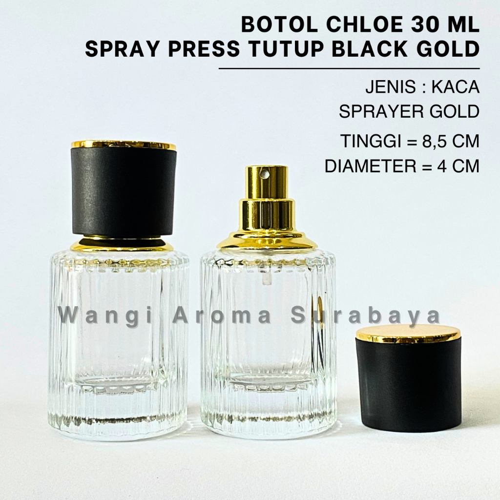Botol Parfum Chloe 30ML Spray Press Black Gold - Botol Chloe Press - Botol Parfum 30ML