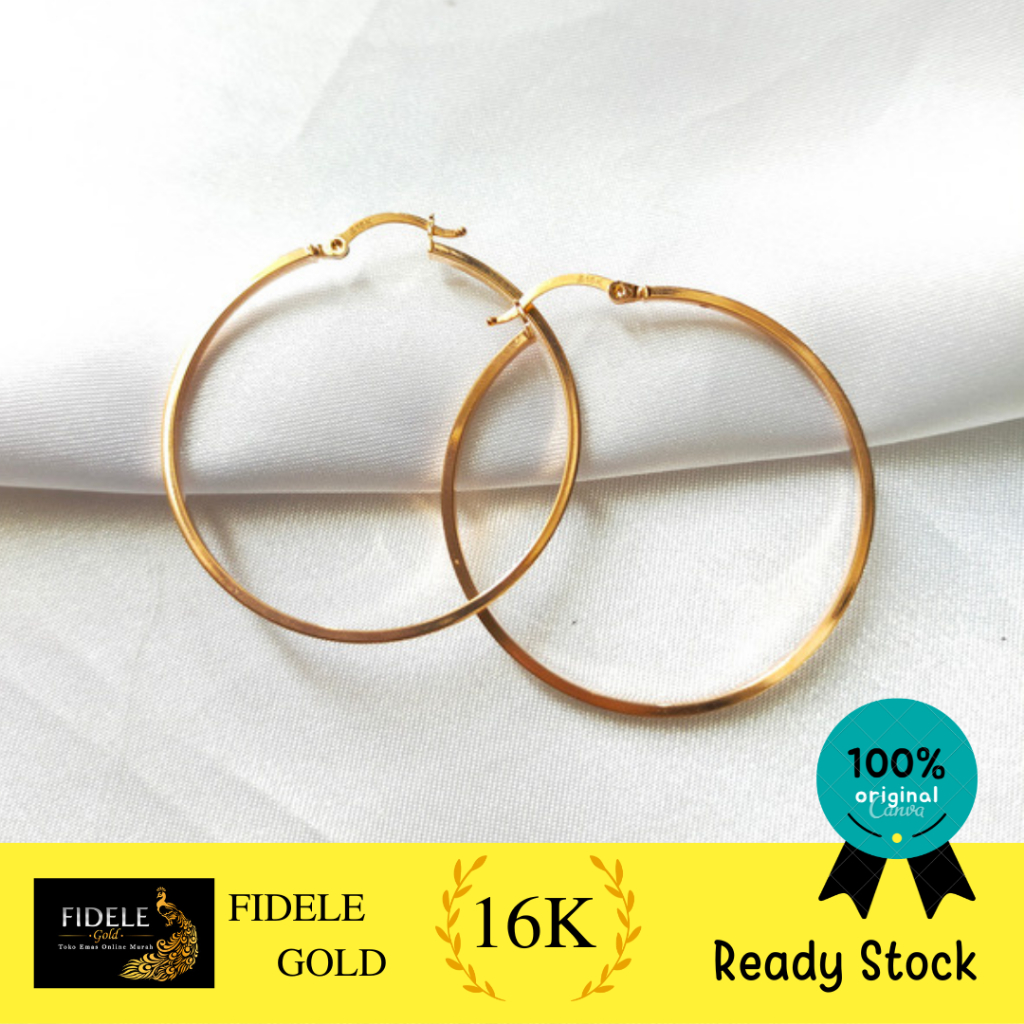 Anting klep gipsy jumbo emas asli kadar tua 700