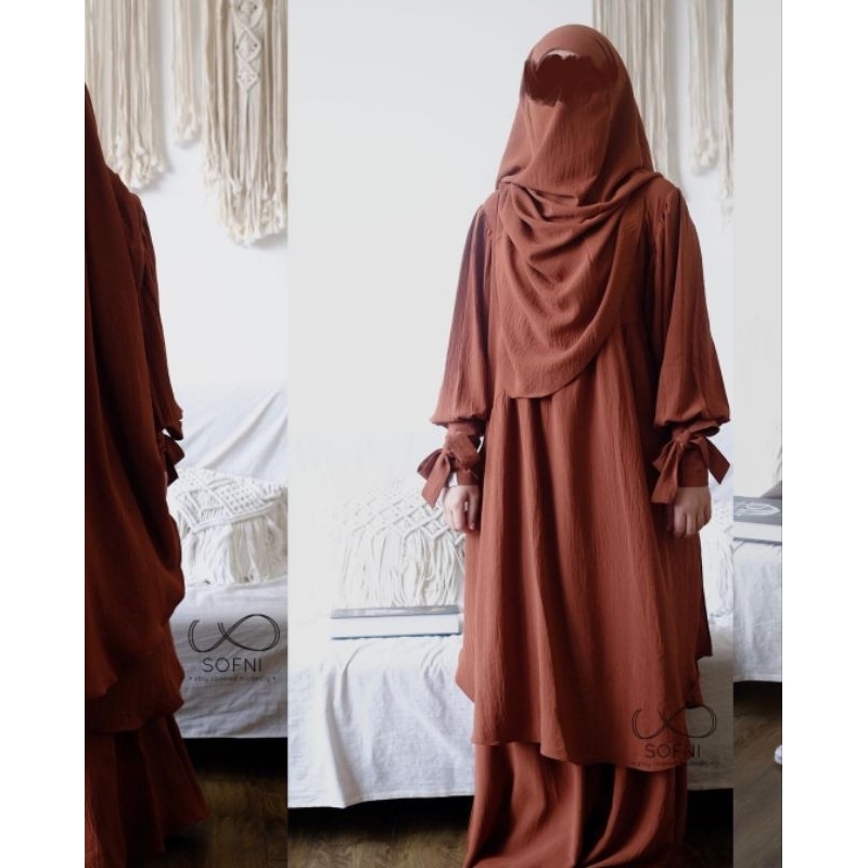 SOFNI Lana set tunik dan rok warna terracota PL