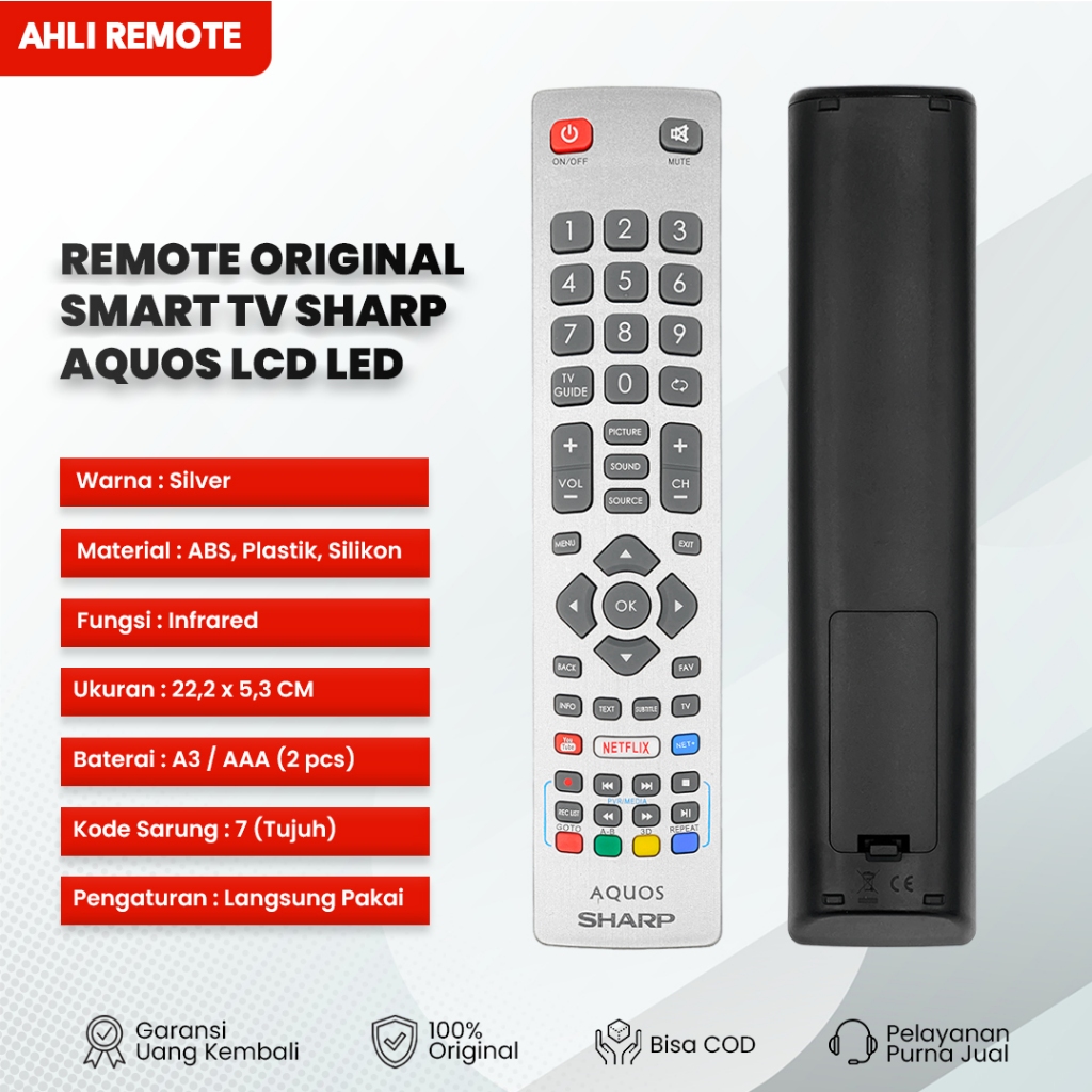Remote TV Sharp Aquos Smart TV 4K 3D / Remot Smart TV Sharp Original