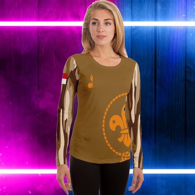 [BISA COD] kaos wanita lengan panjang loreng pramuka jersey lapangan baju coklat pramuka / pramuka /