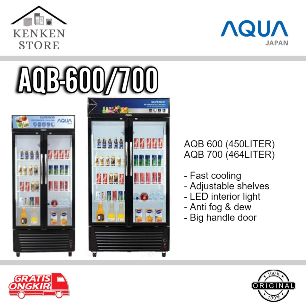 SHOWCASE AQUA AQB 600/AQB700 lemari display pendingin showcase
