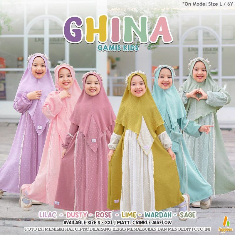 Gamis Pesta Ghina Baju Anak Muslim Setelan Hijab Polos 4 10 Tahun