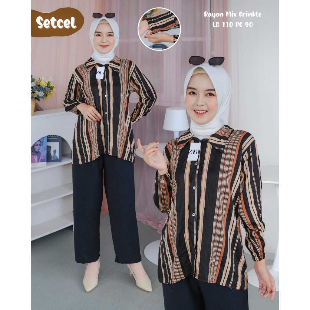 SALUR KOMBINASI NEW SETELAN RAYON MIX CRINKLE LD 110 // SETELAN TERBARU WANITA SALUR SAKU // SET SAL