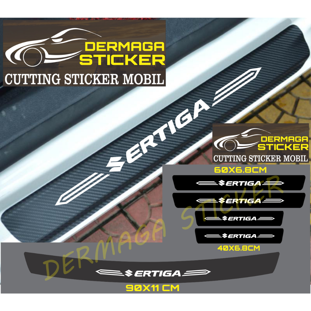 5pcs Carbon 3D Door Sill Plate/stiker pintu mobil ertiga sticker Pelindung Sill Plate pijakan kaki m