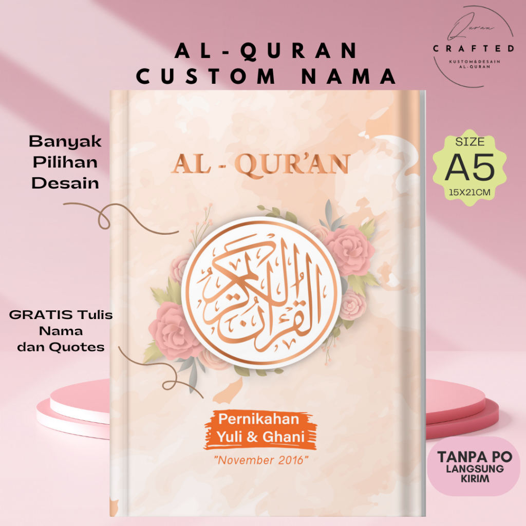 Derosa Quran Custom Cover Nama Al Qur’An Dan Tanpa Terjemah Emas Perak Gratis Nikah Seserahan Tajwid