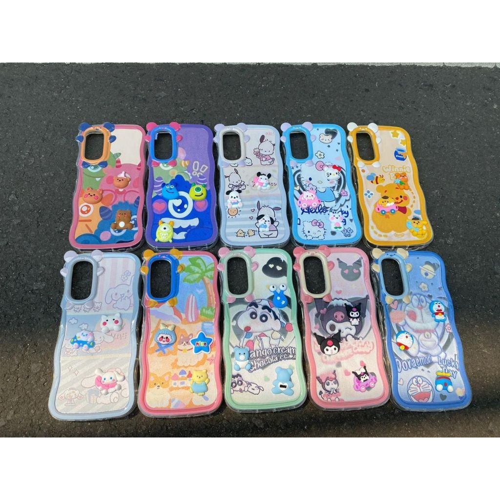 SOFTCASE HAPPY 3D RIBBON CASE PINGGIRAN OMBAK + CHARACTER 3D  SAMSUNG • SAMSUNG A14  • SAMSUNG A12/M