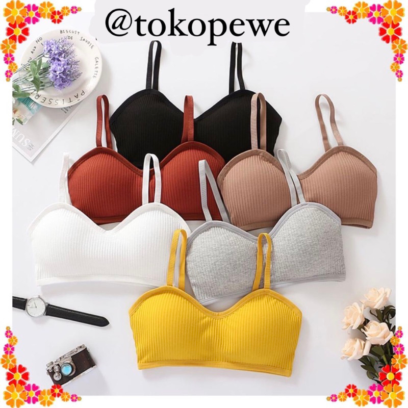 BH Bra Wanita GARIS STRIPE GS Tanpa Kawat Pakaian Dalam bralette Push Up Elastis Sexy sport bra BH