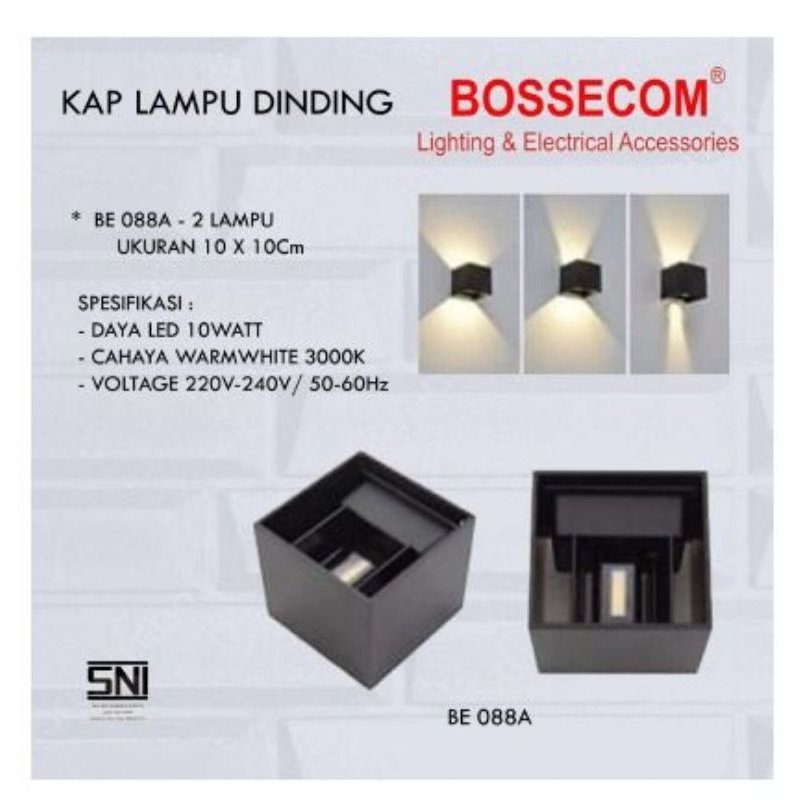BOSSECOM LAMPU DINDING KOTAK 2 ARAH MINIMALIS